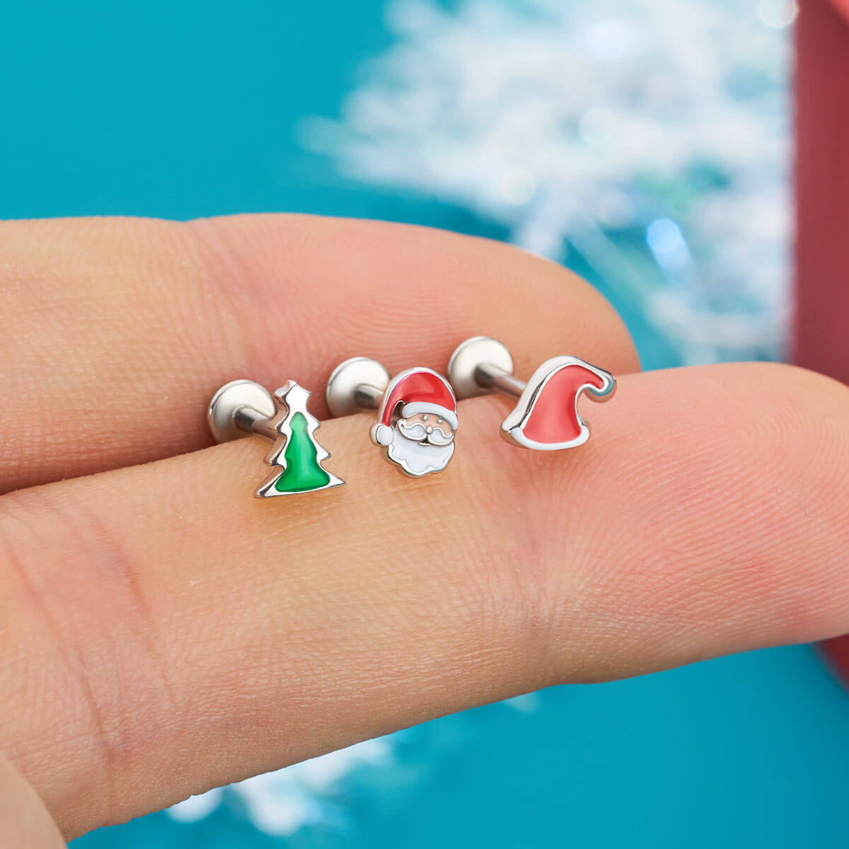 flat back christmas cartilage earrings