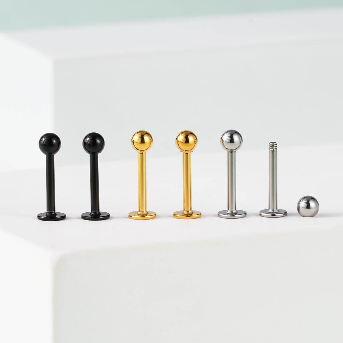 16G 6PCS Ball Labret Stud Helix Conch Monroe Stud