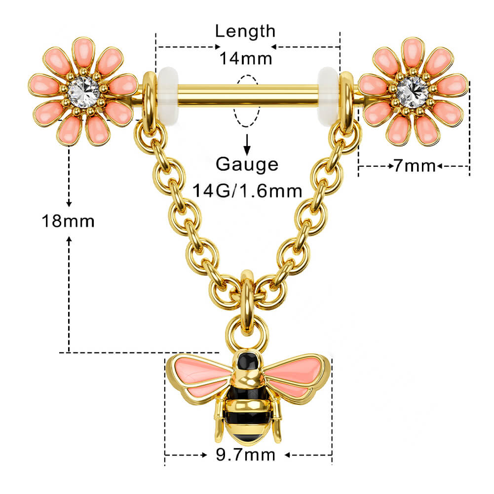 14g bee nipple rings