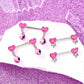 14G 4PCS Melting Letter Dangle Bell Pink Nipple Rings