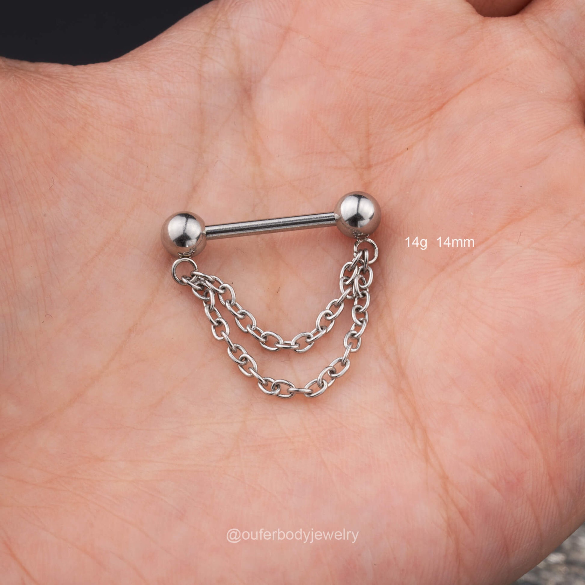 14mm nipple ring chain