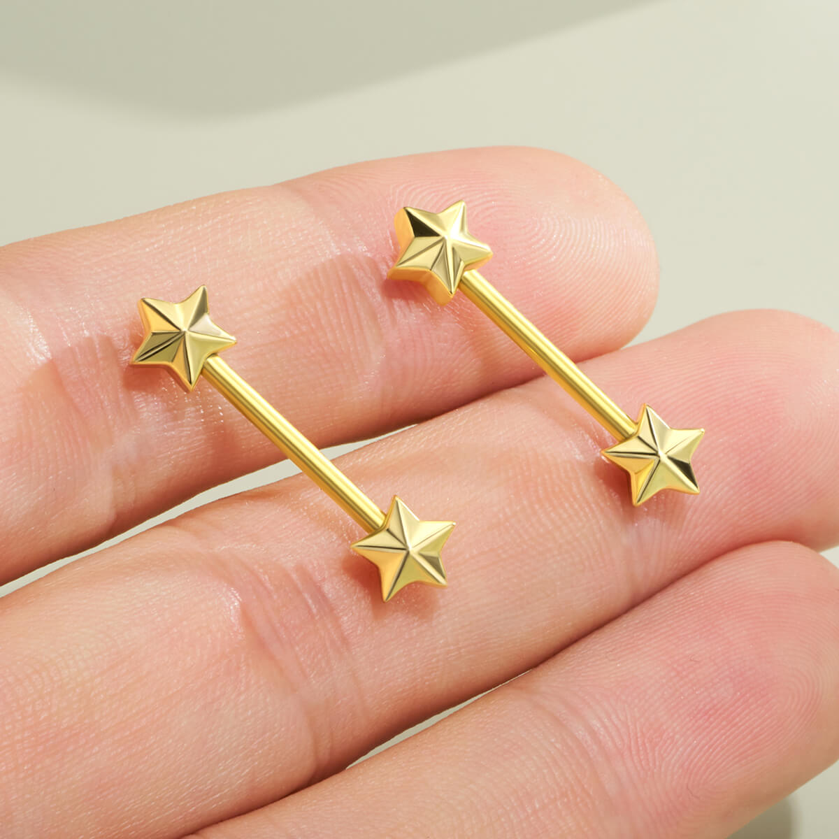 oufer star 14k gold nipple rings