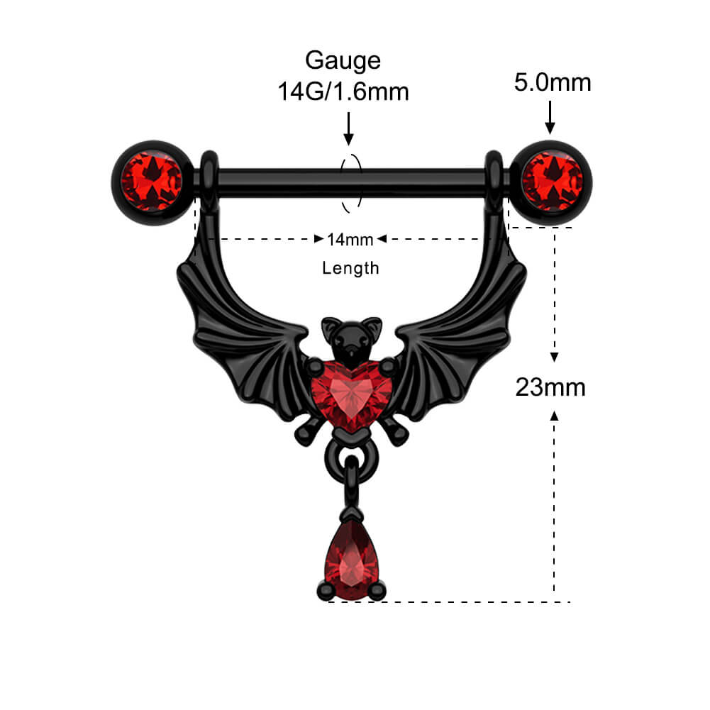 14g bat nipple rings