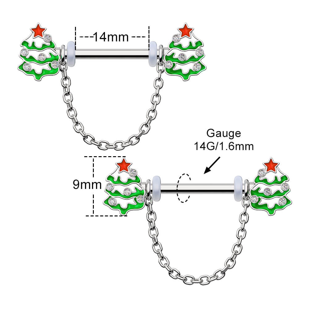 14g christmas nipple rings