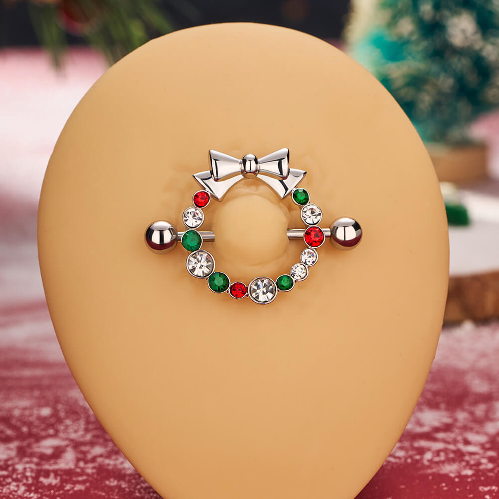 christmas wreath nipple piercing