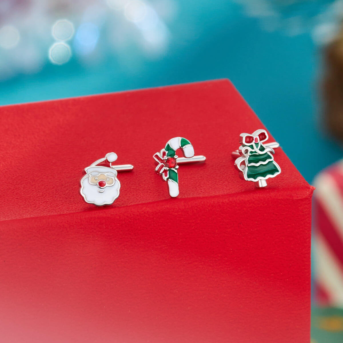 green christmas nose stud