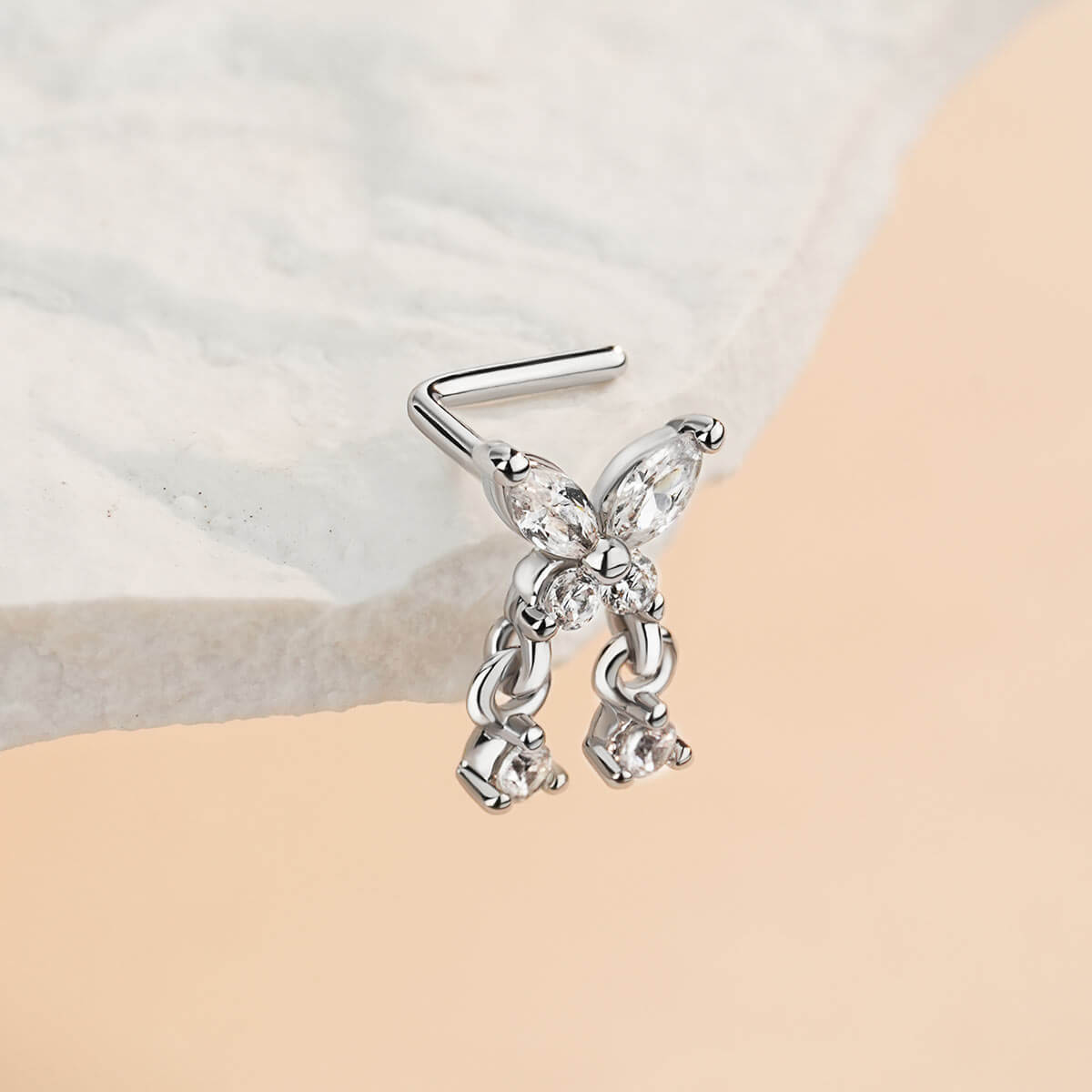 dangle butterfly nose ring