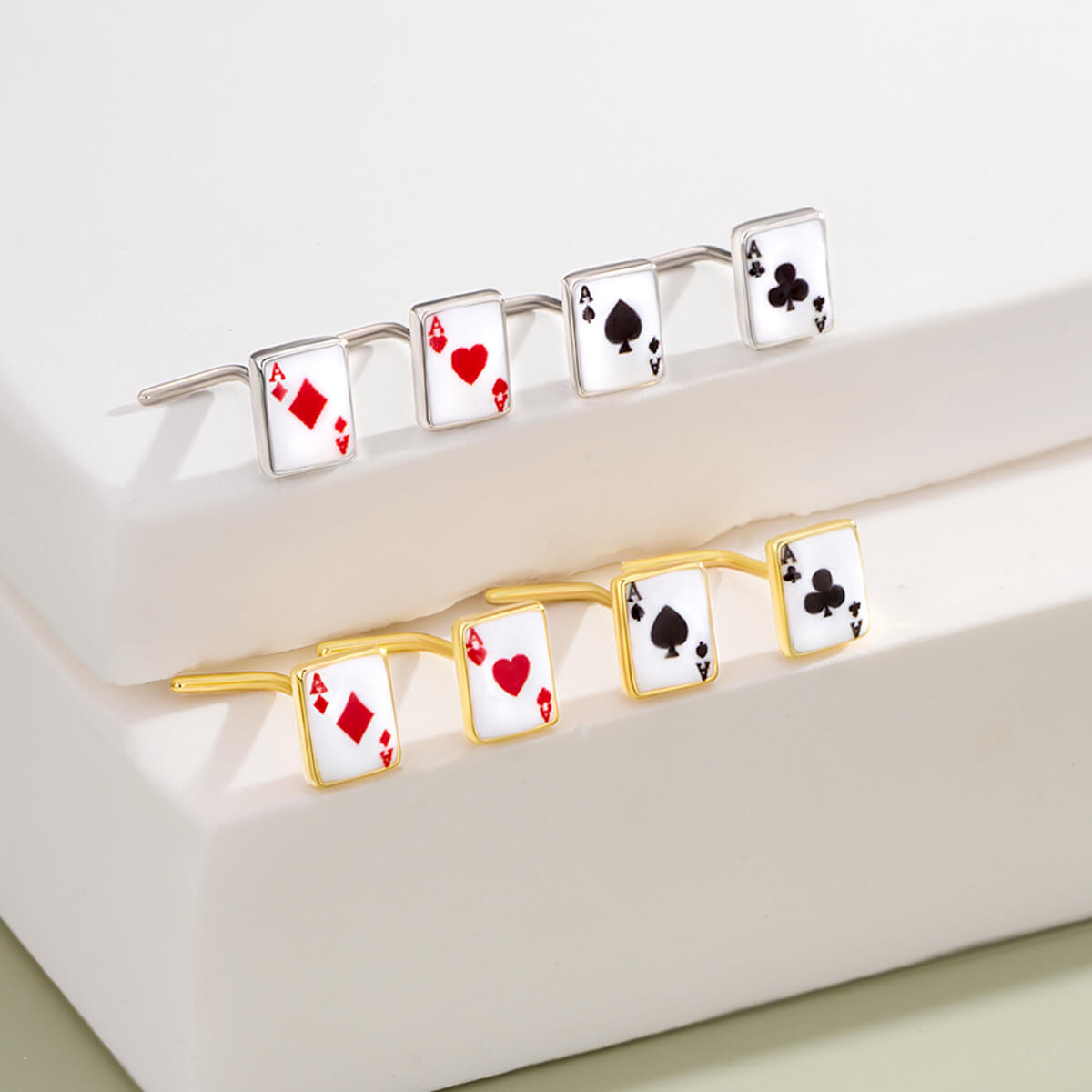 L shaped poker card nose stud 