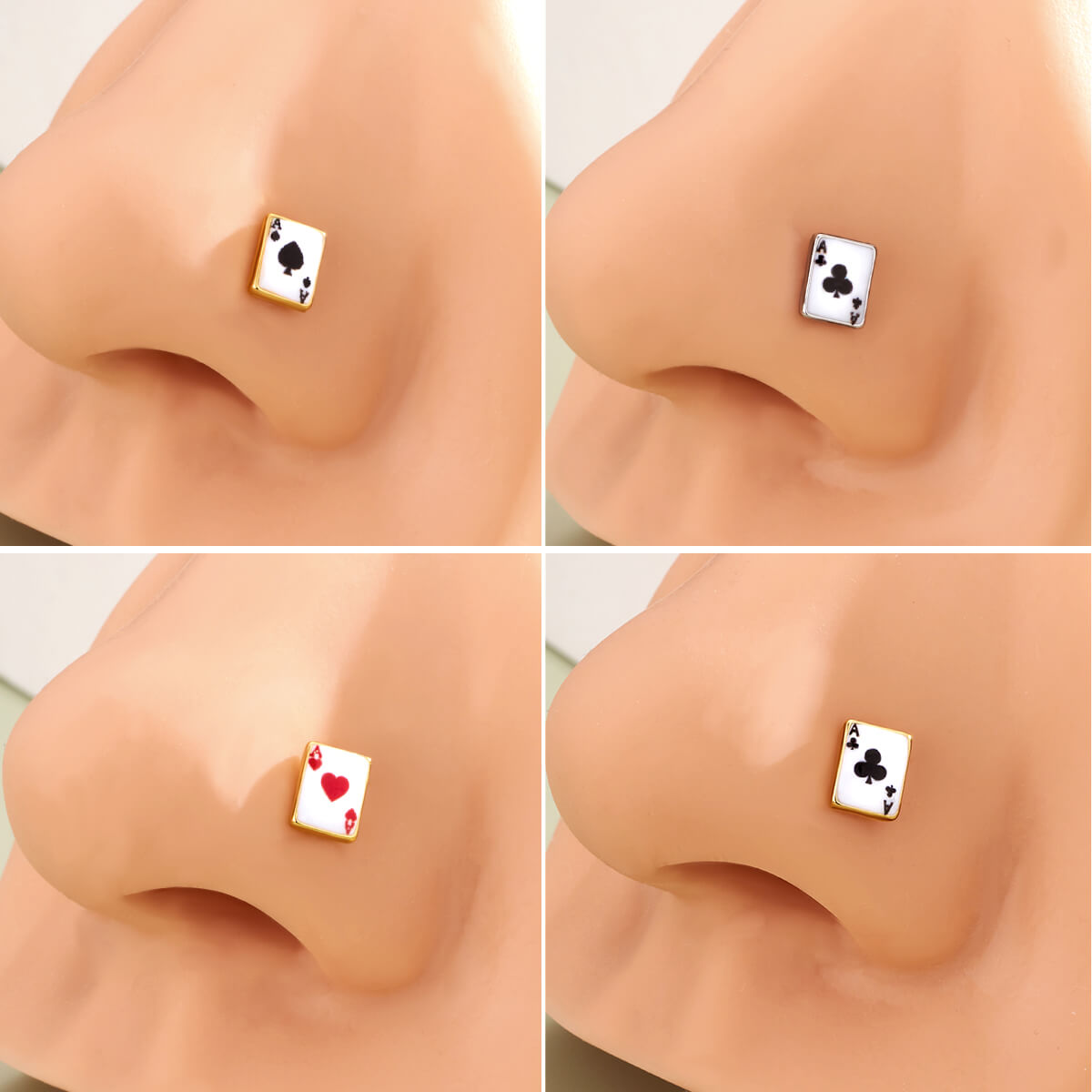 poker card nose piercing