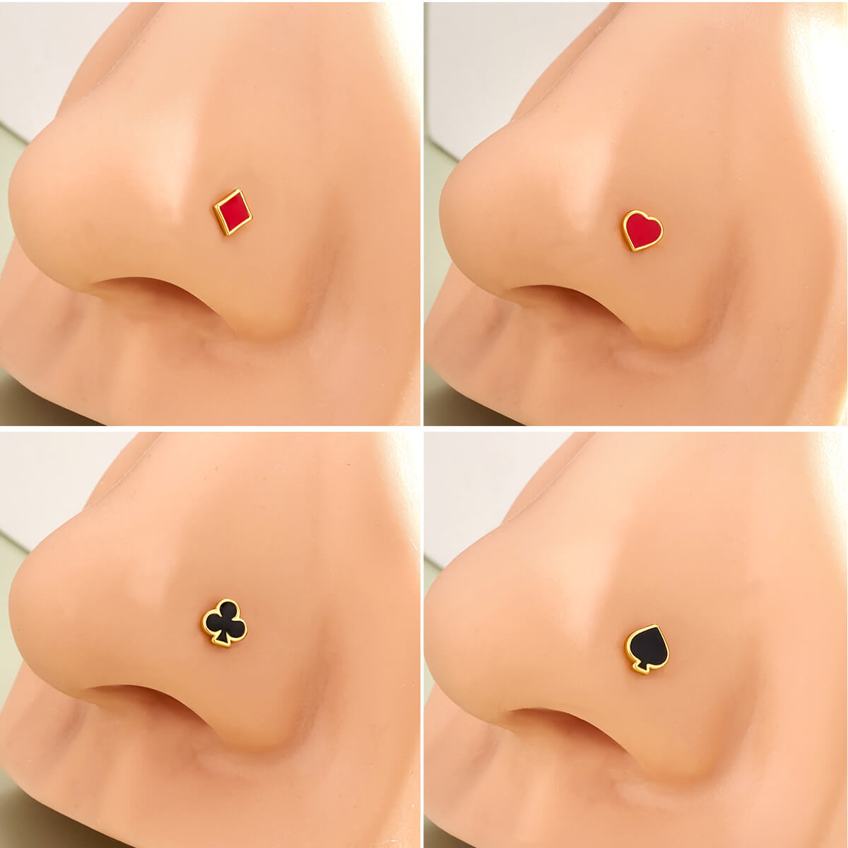 poker card nose piercing