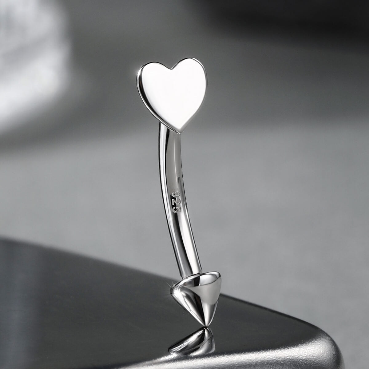 heart sterling silver eyebrow ring