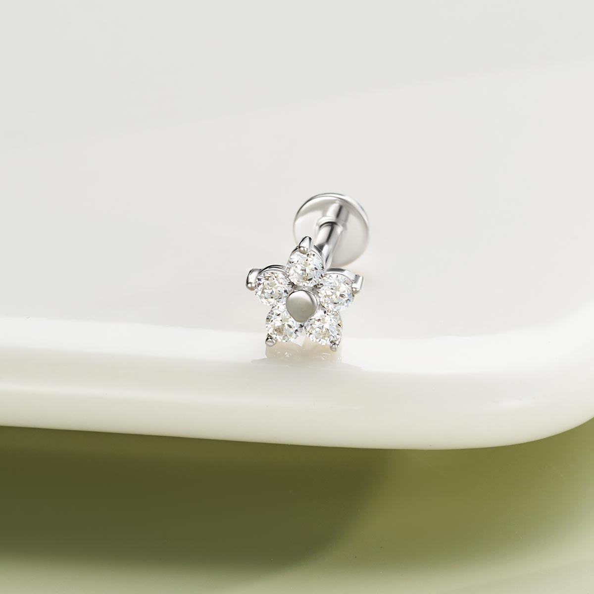 CZ flower cartilage earring