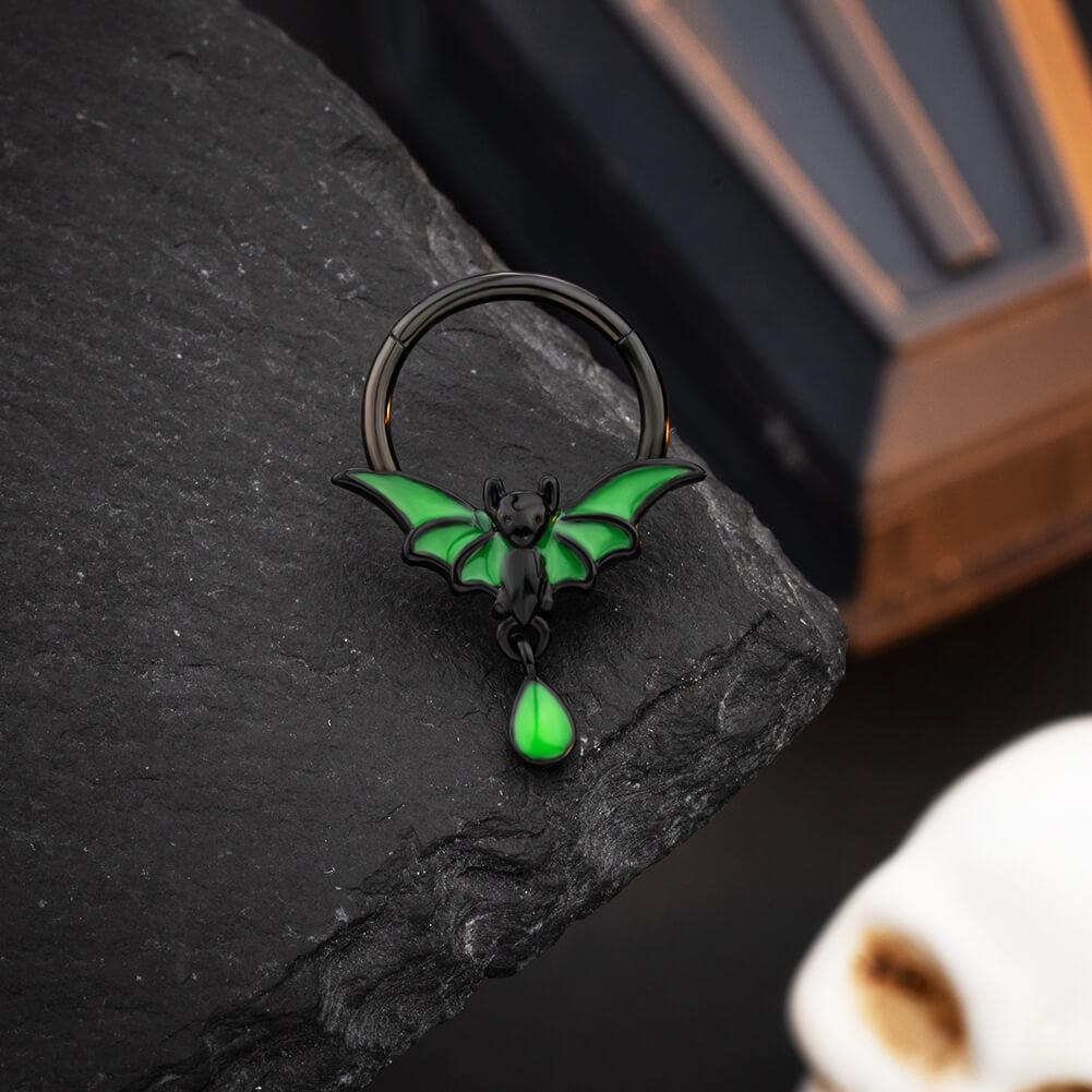 halloween bat glow in the dark septum ring