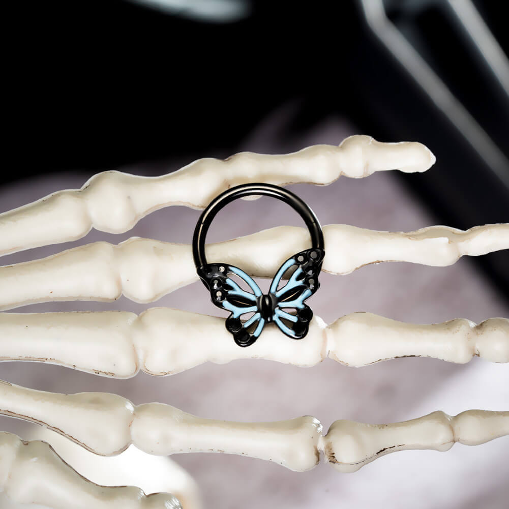 blue butterfly septum ring