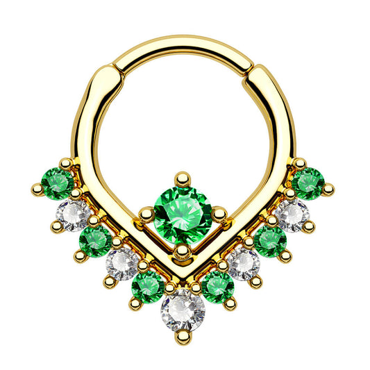 gold green septum ring