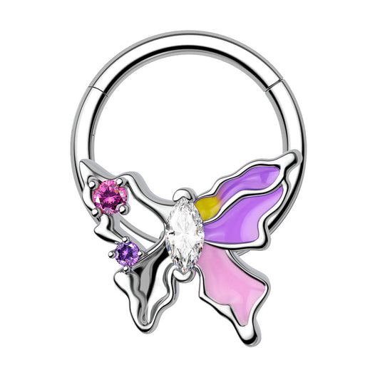 butterfly purple septum ring