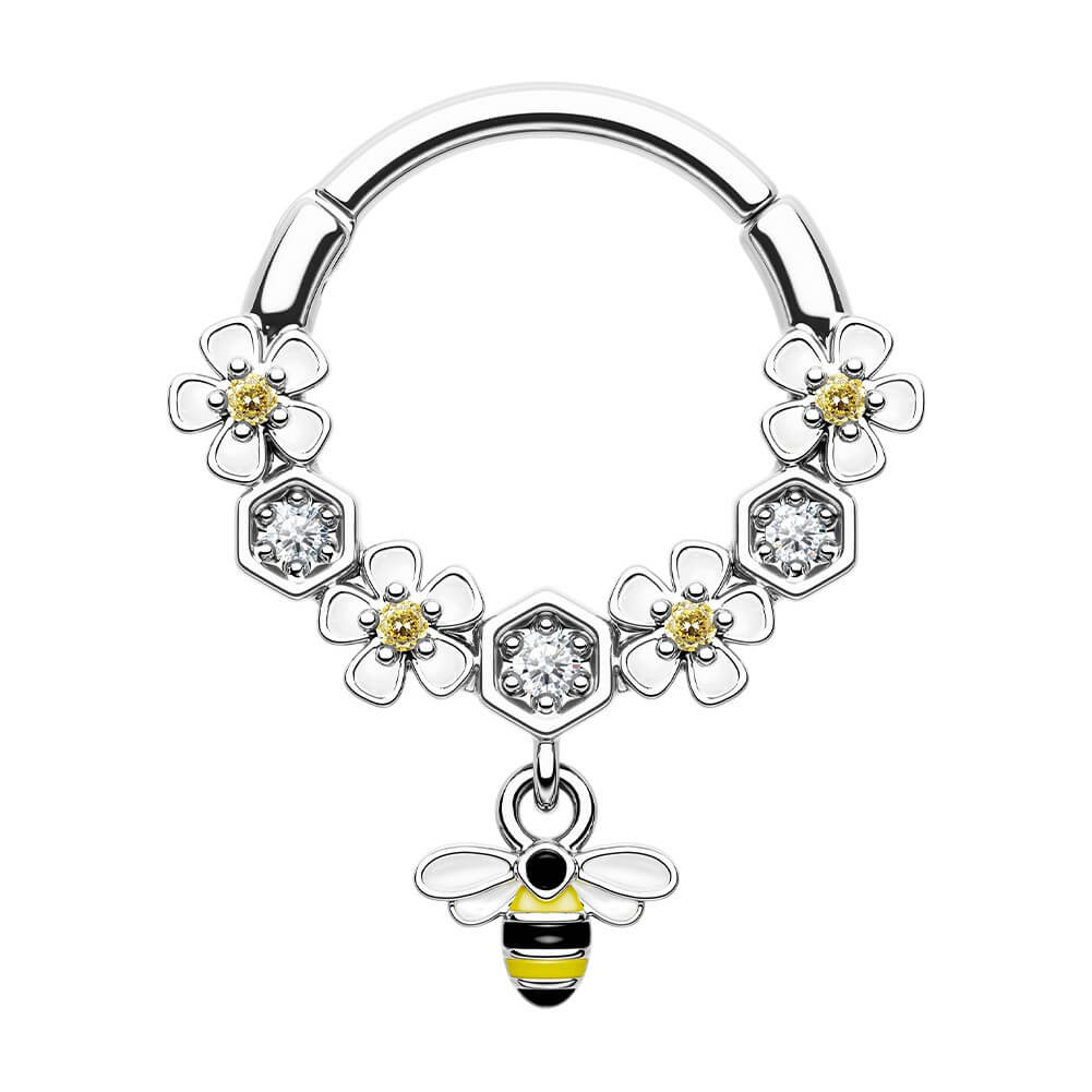 oufer flower and bee septum ring