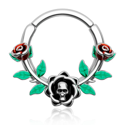 rose and skull septum ring