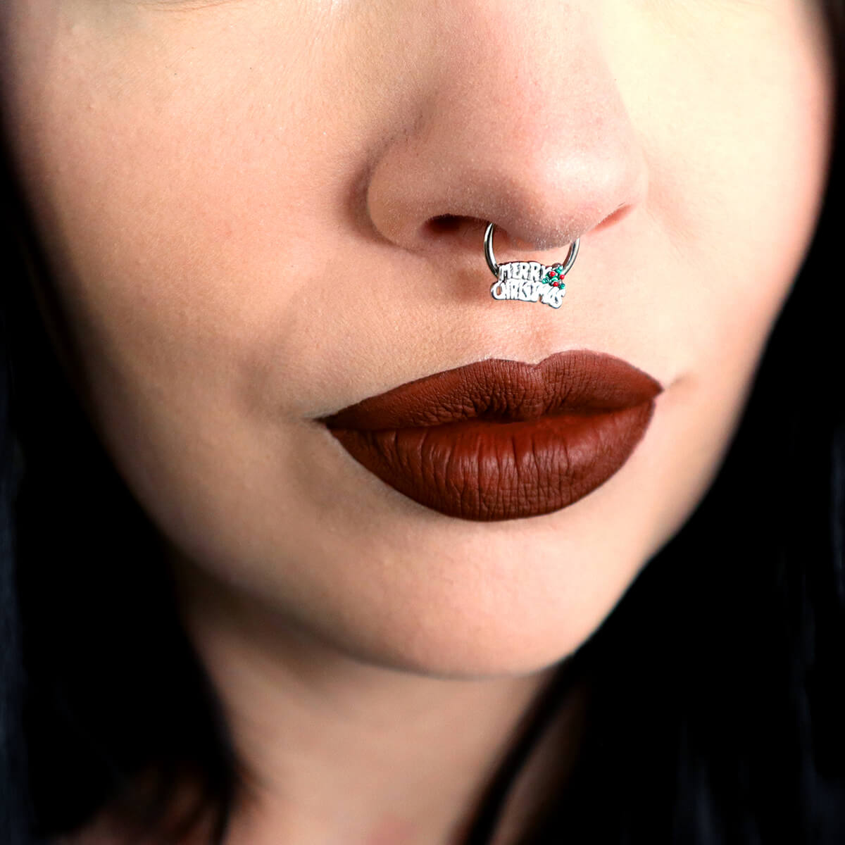 christmas themed septum piercing ring 