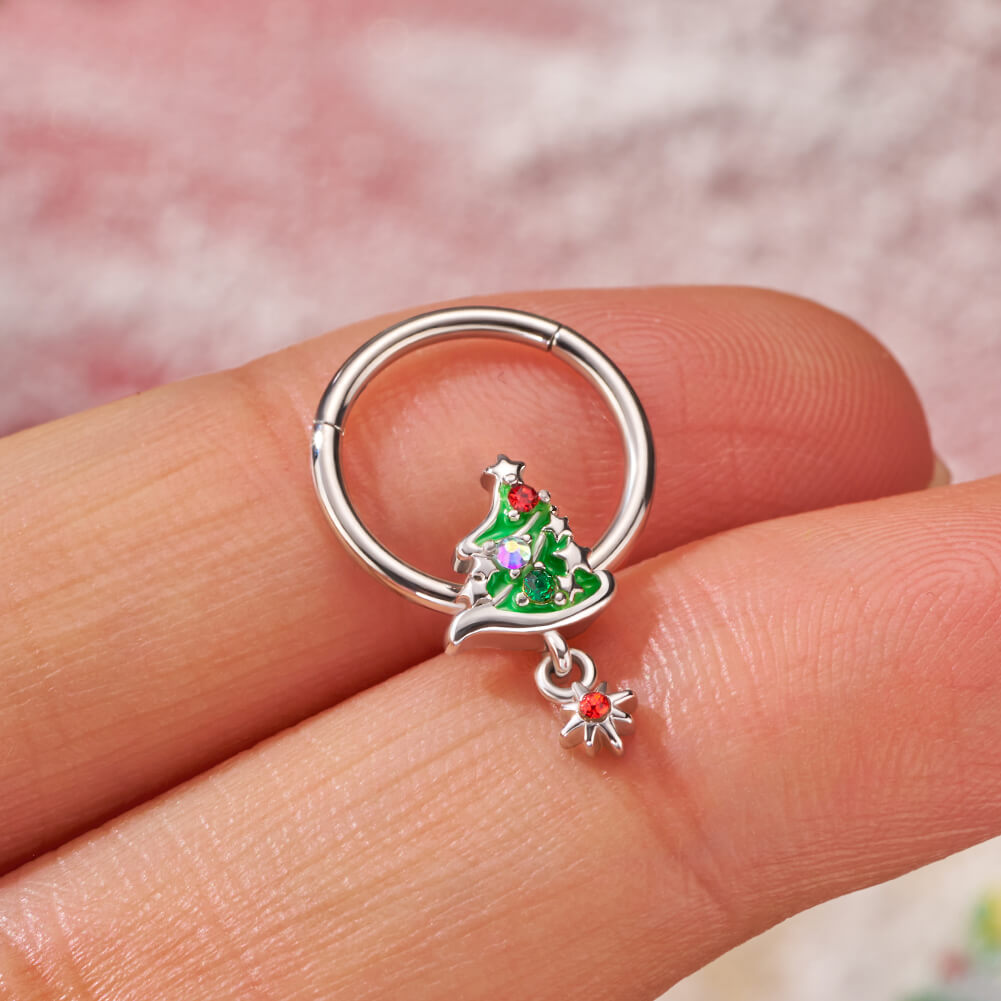 christmas tree themed septum jewelry