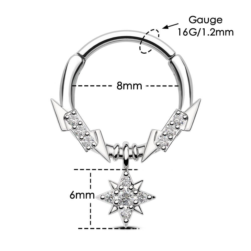 8mm lightning bolt septum ring 