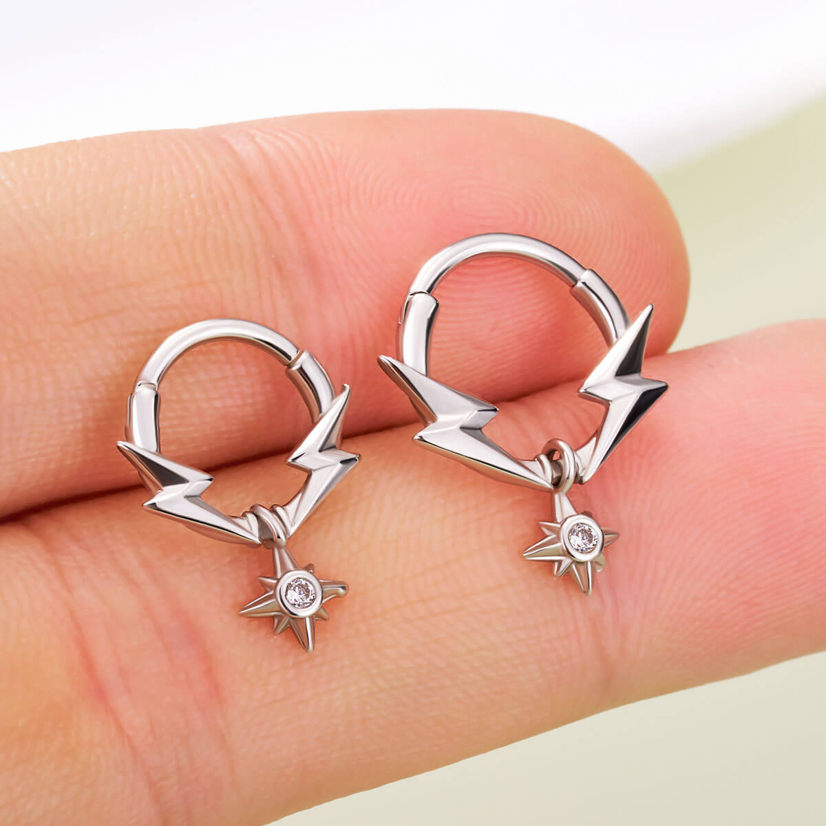 lightning bolt star dangle septum ring 