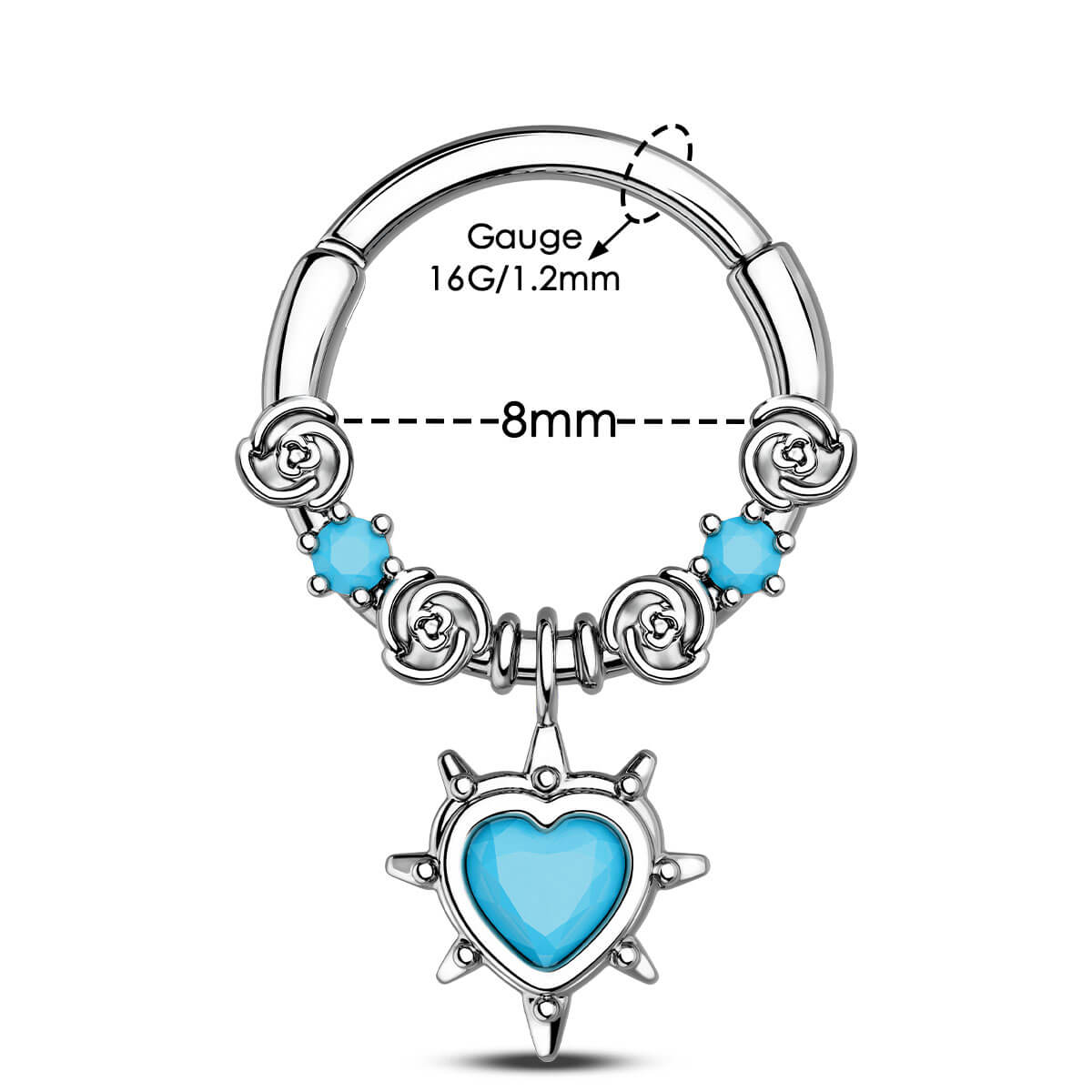 8mm heart septum ring