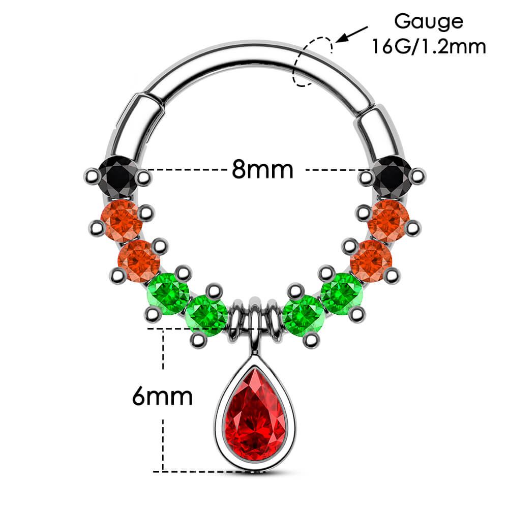 8mm gemstone septum ring