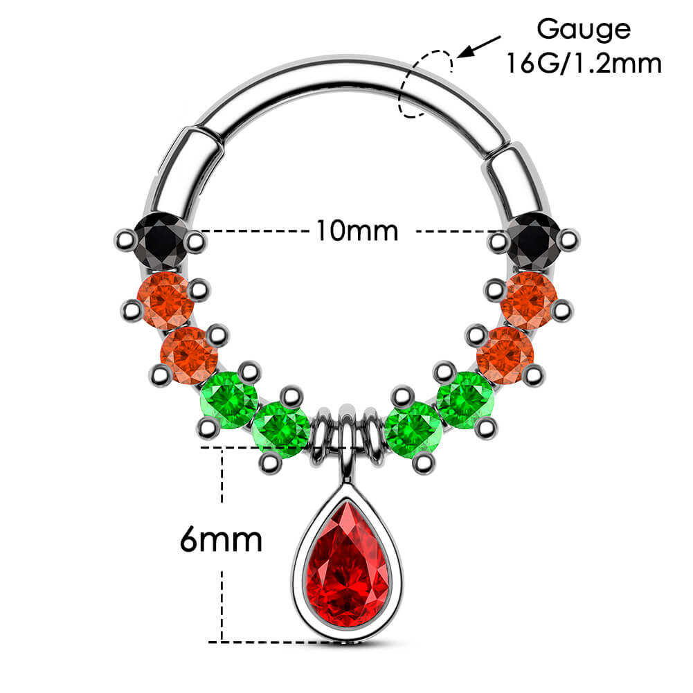 10mm gemstone septum ring