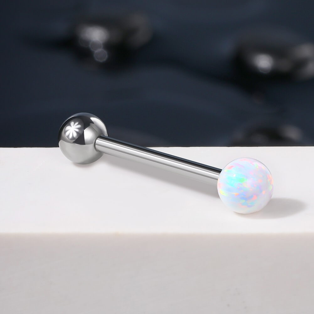 opal internally threaded tongue ring