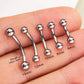 14G 2PCS Titanium Internally Threaded Curved Rook Eyebrow Rings