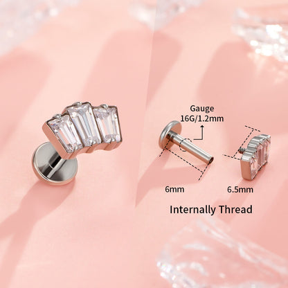 internally threaded flat back tragus earrings