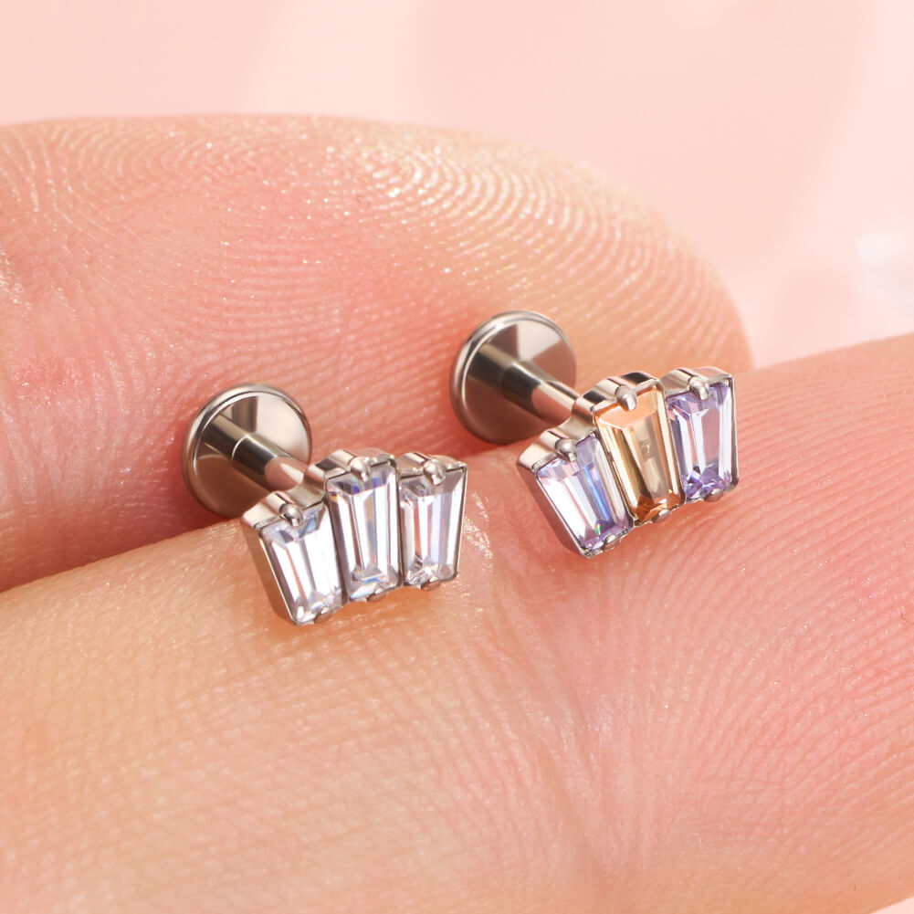 rectangle flat back tragus earrings