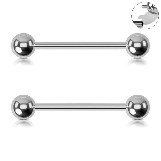 2PCS 16G Titanium Internally Threaded Nipple Rings