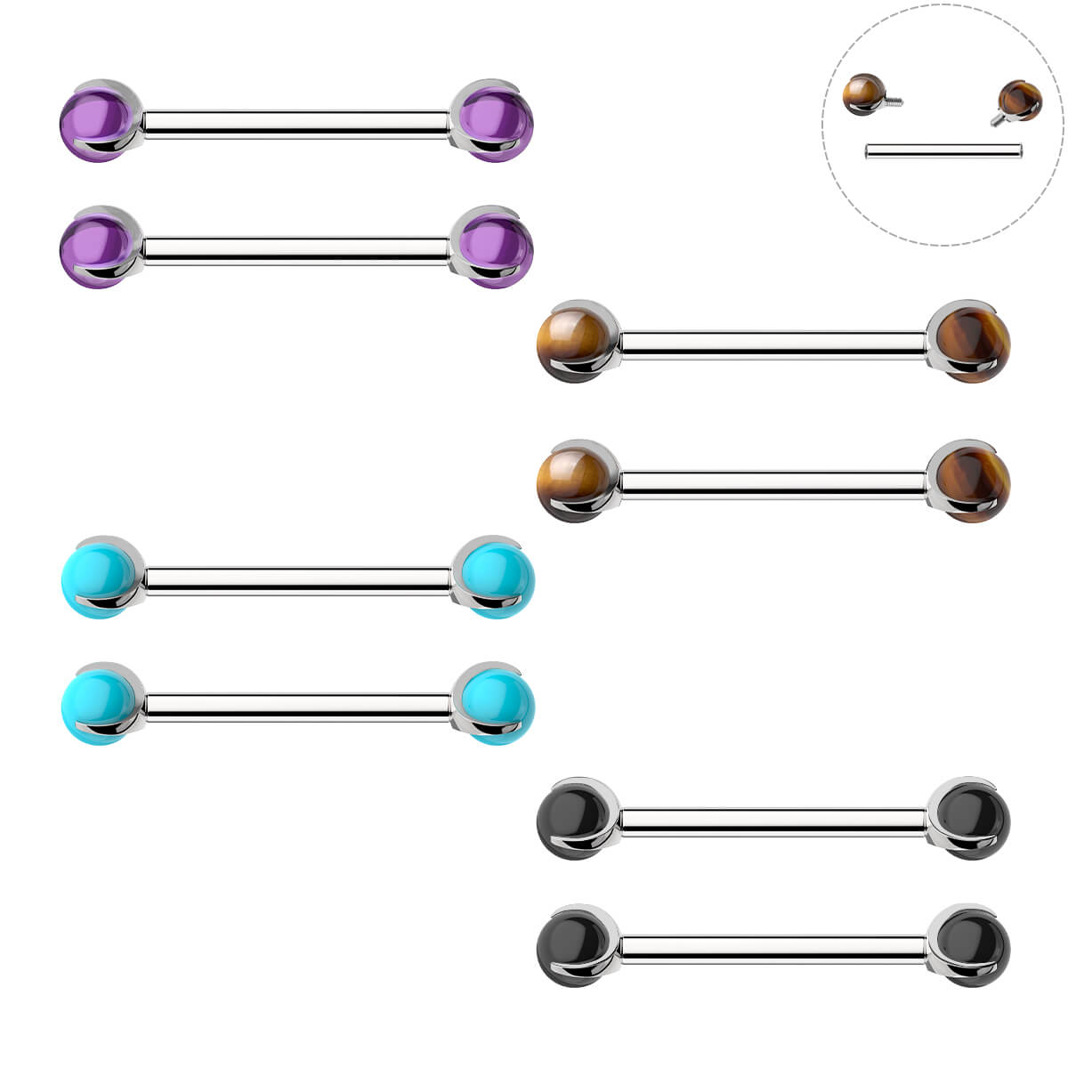 internally threaded nipple barbell