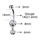 14G 14-16mm Titanium Internally Threaded Round Clear CZ Belly Button Ring