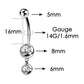 14G 14-16mm Titanium Internally Threaded Round Clear CZ Belly Button Ring