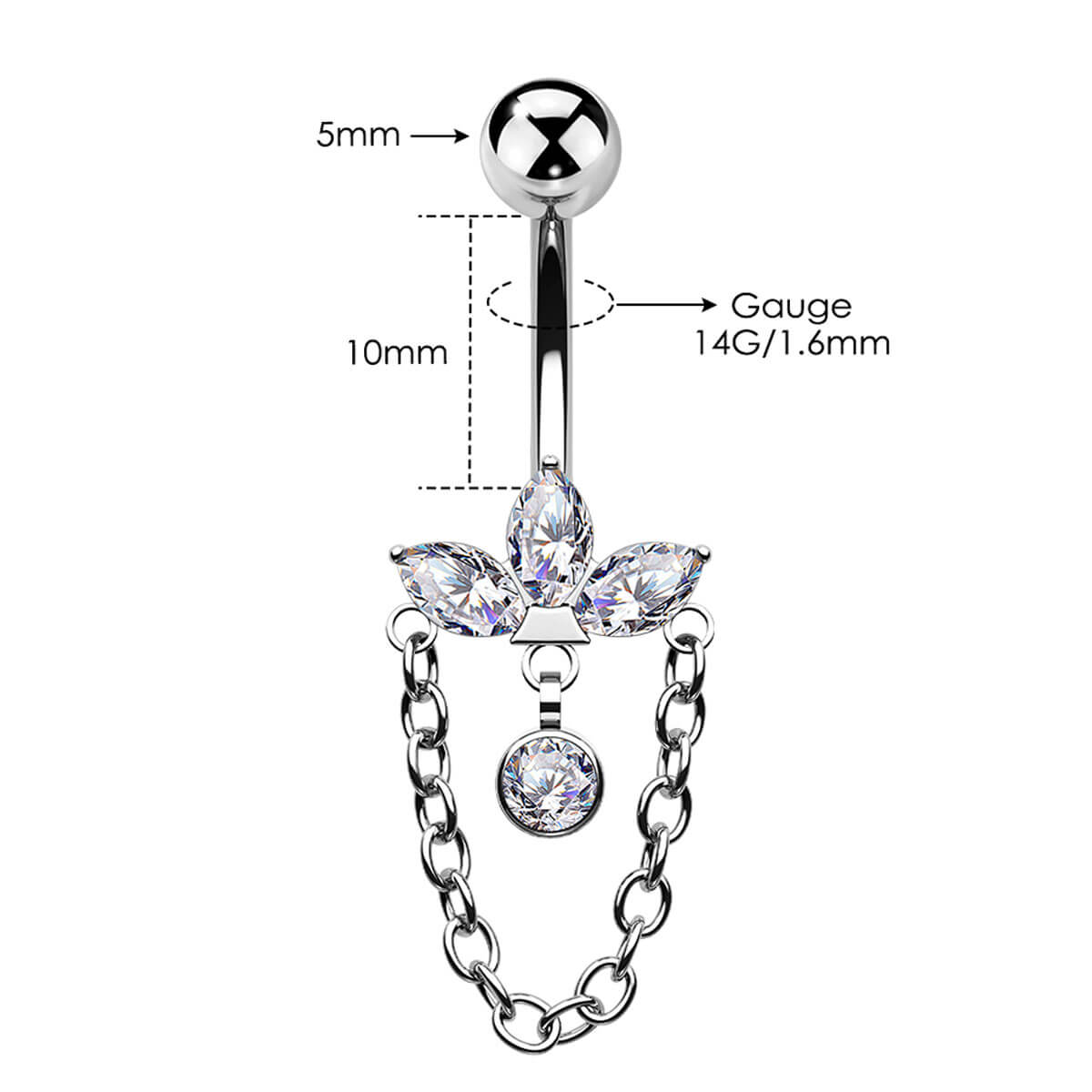 10mm dangle belly rings