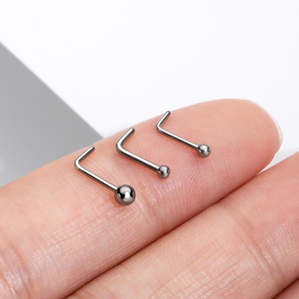 titanium l shaped nose ring stud