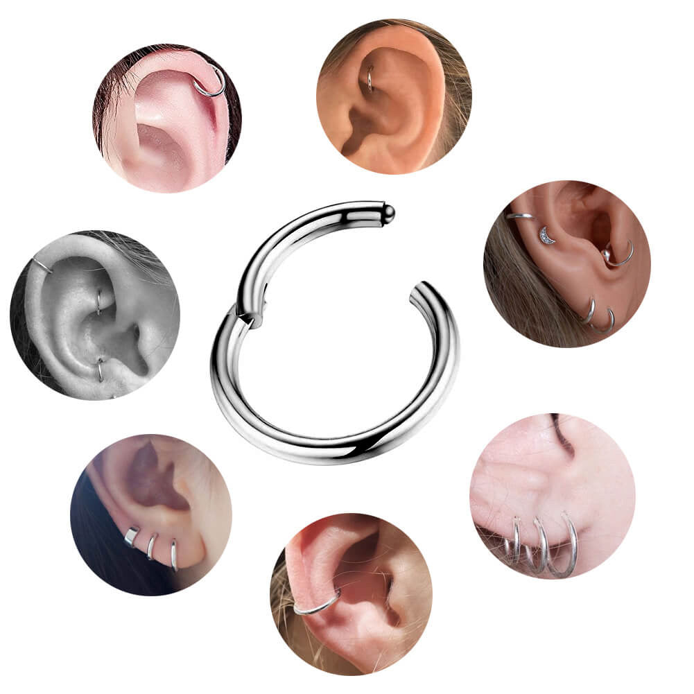 20G Titanium Hinged Segment Nose Hoop Ring Helix Earrings