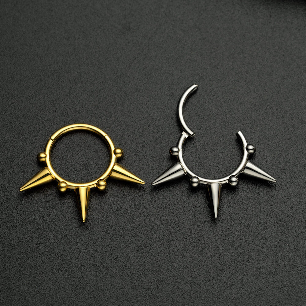 16G Titanium Triple Spikes Clicker Septum Hoop Ring