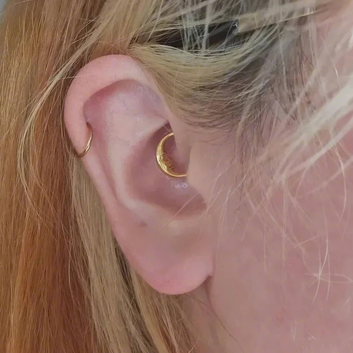 gold moon face daith piercing