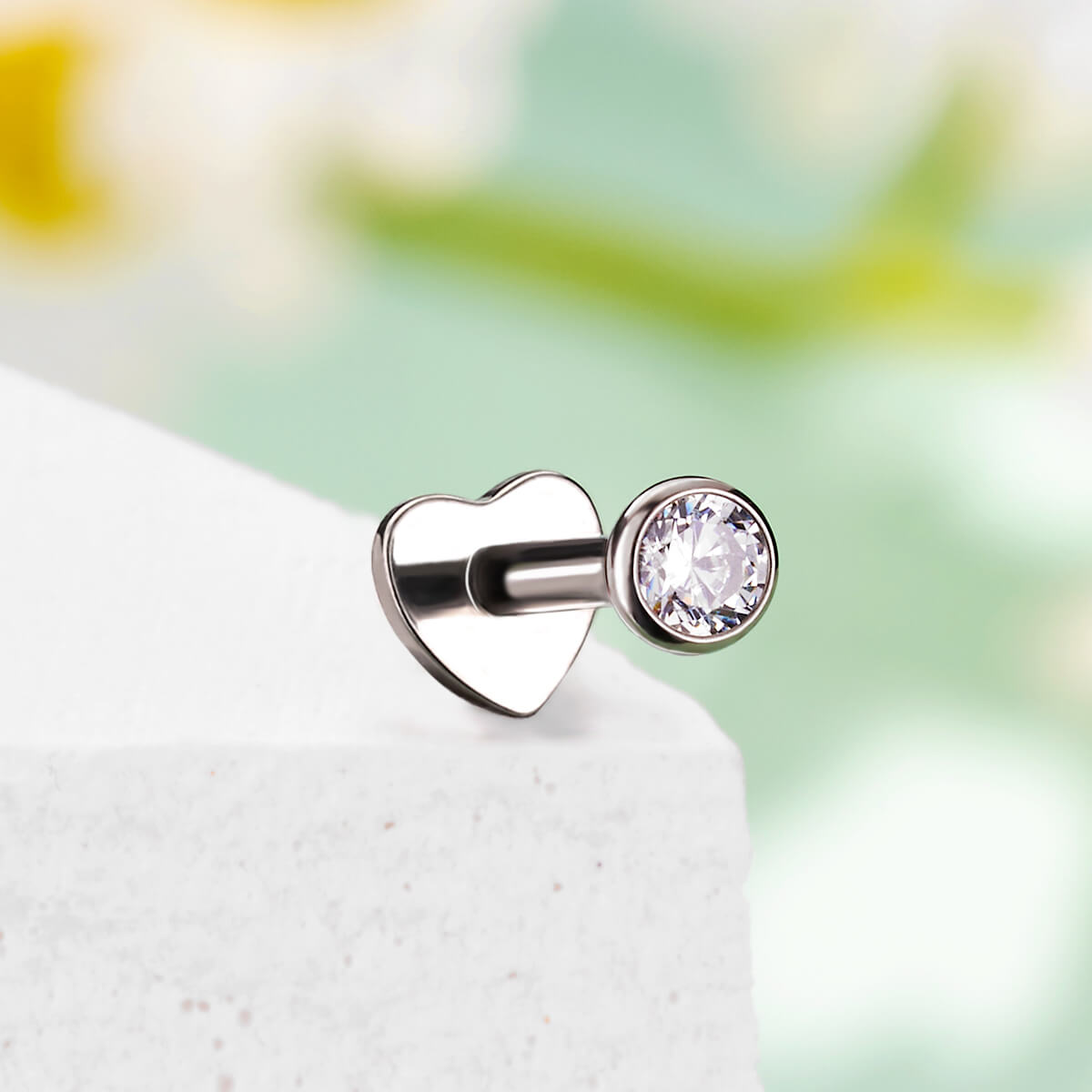 heart bezel CZ setting stud 