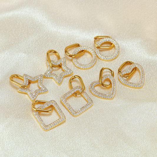 Dainty Heart/Star/Circle/Square Shaped Hoop Earrings As Gift for Girls