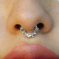 16G Rose Love Heart CZ Gem Clicker Septum Ring