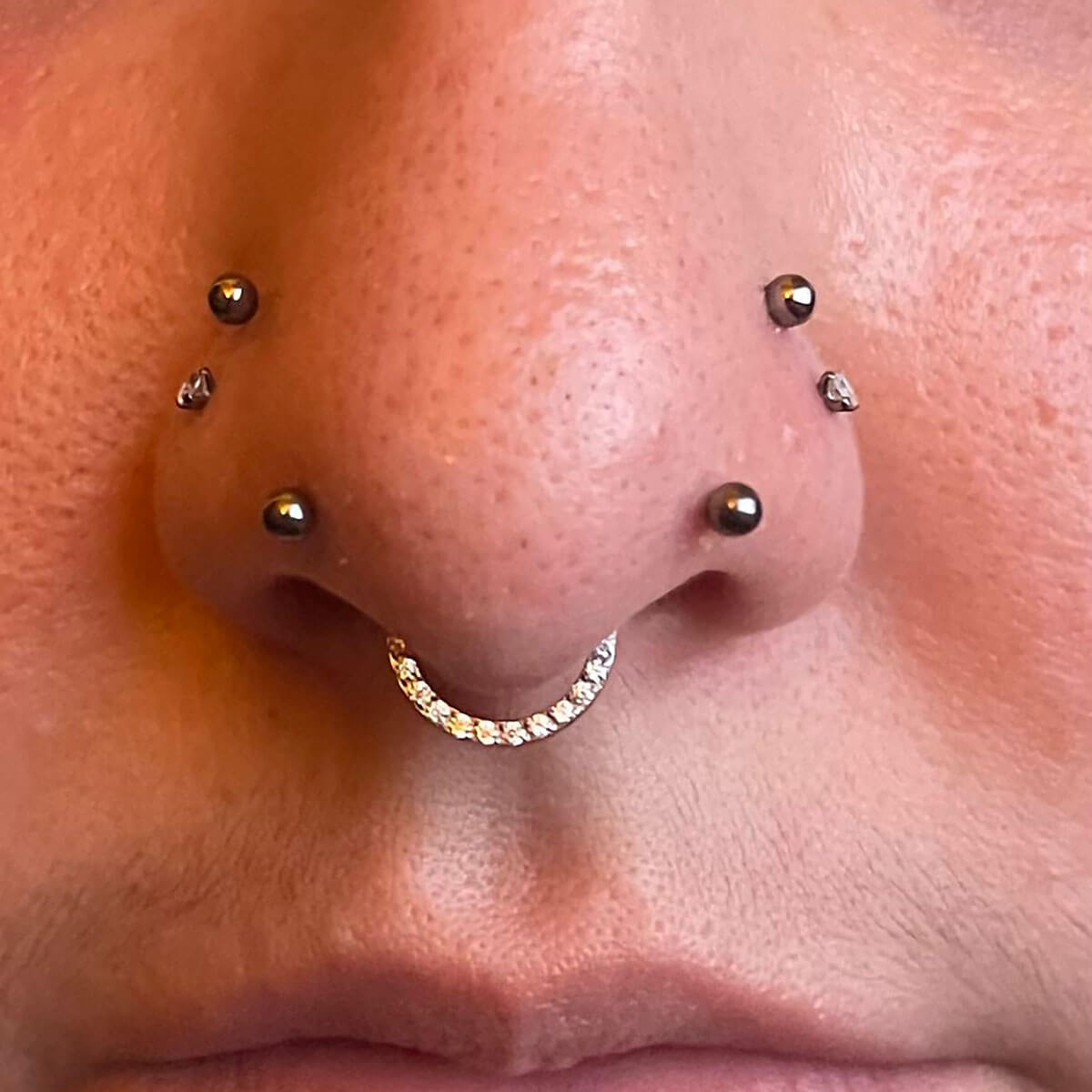 Anneau de septum à segment articulé en titane cristal 16G CZ