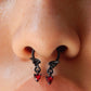 16G Wings Shaped Red Gems Dangle Horseshoe Septum Ring