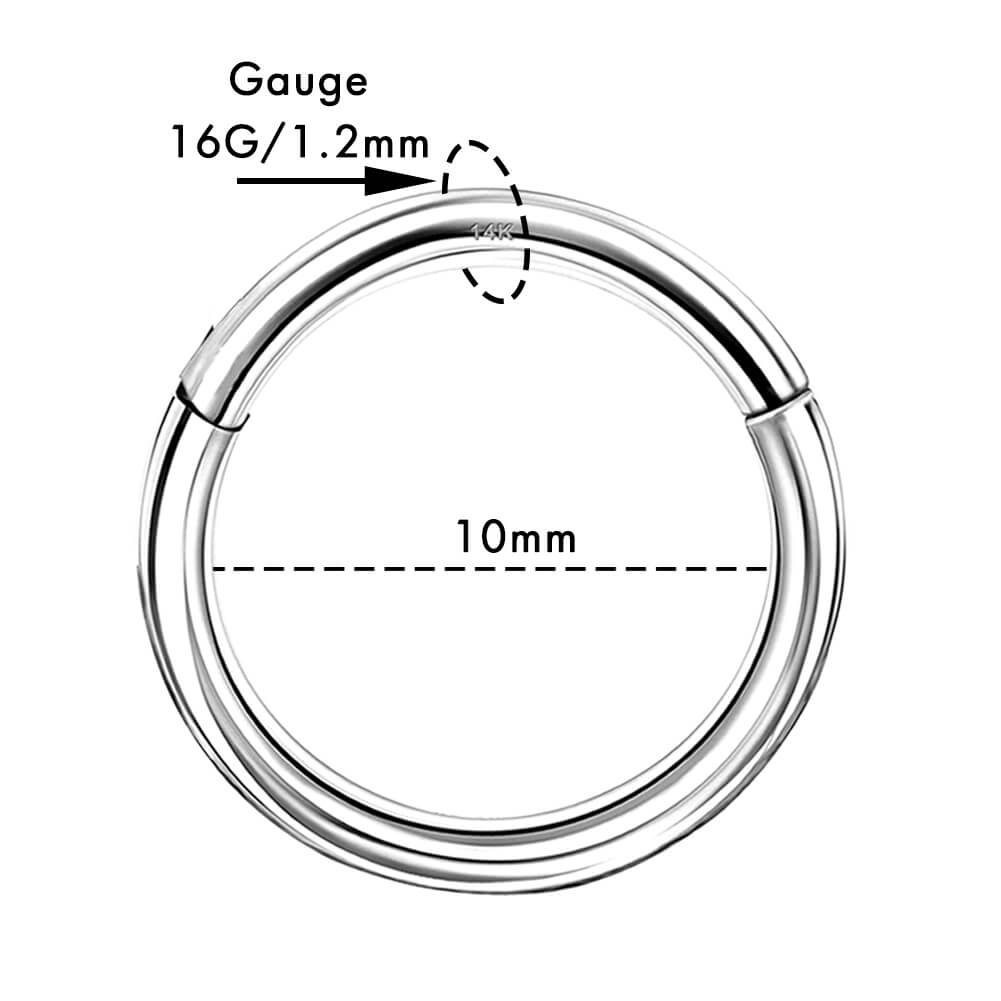 10mm white gold cartilage hoop