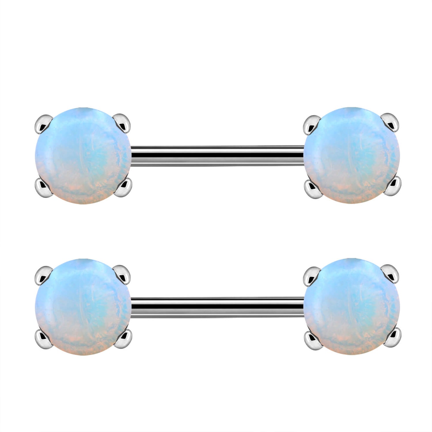 14G Opal and Turquoise Gemstone Nipple Barbells Jewelry - OUFER BODY JEWELRY 