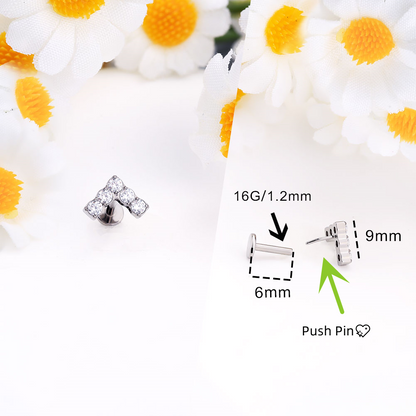 16G Titanium Internally Threaded Crystal CZ Flash Eearring Cartilage Push Pin Stud Collection